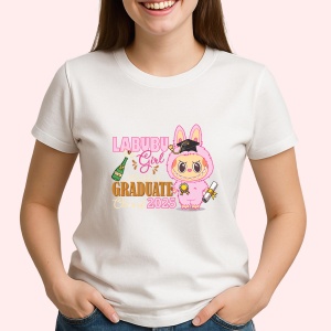 Tricou Labubu graduata roz, Unisex Dama si Barbat | Copii - Img 2