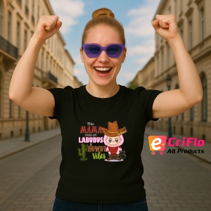 Tricou Labubu howdy mama, Unisex Dama si Barbat | Copii, Culoare Negru - Img 3