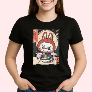 Tricou Labubu katana, Unisex Dama si Barbat | Copii, Culoare Negru