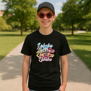Tricou Labubu Labubu burger, Unisex Dama si Barbat | Copii, Culoare Negru - Img 4