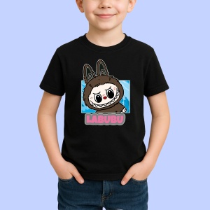 Tricou Labubu negru clasic, Unisex Dama si Barbat | Copii, Culoare Negru - Img 2