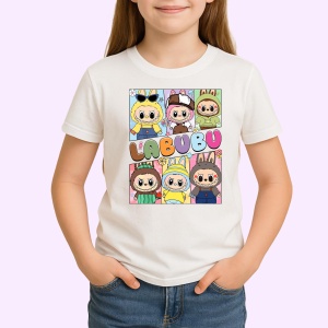 Tricou Labubu patrat culori, Unisex Dama si Barbat | Copii