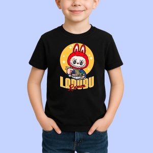 Tricou Labubu ramen japonez, Unisex Dama si Barbat | Copii, Culoare Negru - Img 3