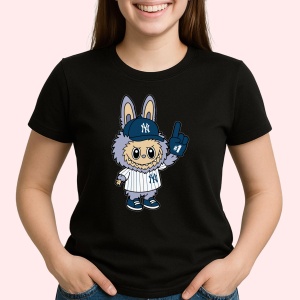 Tricou Labubu yankees roz, Unisex Dama si Barbat | Copii, Culoare Negru