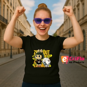 Tricou Labubu zoom out, Unisex Dama si Barbat | Copii, Culoare Negru - Img 3