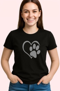 Tricou Labuta De Caine In Forma De Inima Negru, din bumbac 100%, tricou negru Copii | Dama | Barbat