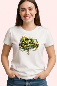Tricou Lady Numbers Contabilitate Feminitate Cifre, din bumbac 100% , tricou alb pentru Dama | Barbat - Img 2