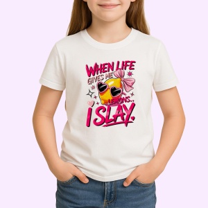 Tricou Lamaie Cand viata iti da lamai, straluceste!, Fructe, Copii | Dama
