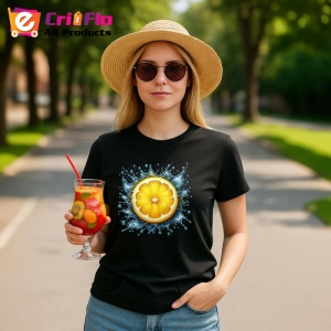 Tricou Lamaie galbena si stropi de energie, Fructe, Copii | Dama, culoare negru - Img 9