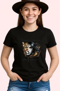 Tricou Leopard si femeie eleganta mesaj strong woman raise strong women Copii | Dama | Barbat Barbat - Img 7