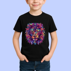 Tricou Leu in stil graffiti cu fundal alb Copii | Dama | Barbat, culoare negru - Img 4