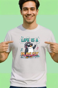 Tricou Life Is A Playlist Pinguin Casti, Copii | Dama | Barbat - Img 2