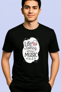 Tricou Life Is Nothing Without Music, Copii | Dama | Barbat, culoare negru - Img 2