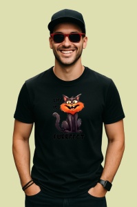 Tricou Life is purrfect poster pisica zambitoare mesaj amuzant, Copii | Dama | Barbat , tricou negru - Img 4