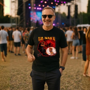 Tricou Lil Nas X - Red Theme, muzica POP, Dama | Barbat | Copii, Culoare Negru - Img 9