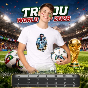 Tricou Lionel Messi Argentina World Cup Fifa 2026 V2, din bumbac 100%, tricou alb, Copii | Dama | Barbat - Img 6