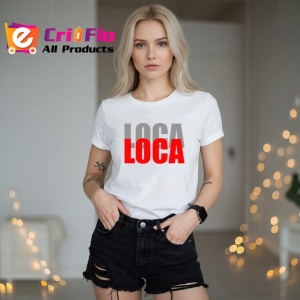 Tricou Loca Loca Text Rosu Si Negru Design Modern, din bumbac 100% , tricou alb pentru Copii | Dama | Barbat - Img 7