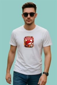 Tricou Logo Dinamo Bucuresti Caini Rosii Fotbal, din bumbac 100% , tricou alb pentru Copii | Dama | Barbat - Img 3