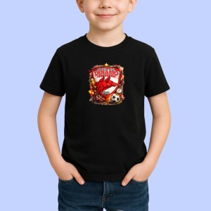 Tricou Logo Dinamo Bucuresti Caini Rosii Fotbal, din bumbac 100%, tricou negru Copii | Dama | Barbat - Img 2