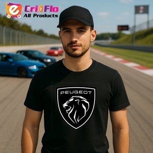 Tricou Logo Peugeot Negru | Unisex Dama si Barbat - Img 2