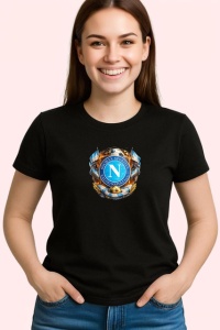 Tricou Logo Ssc Napoli Fotbal Club Italia V1, din bumbac 100%, tricou negru Copii | Dama | Barbat