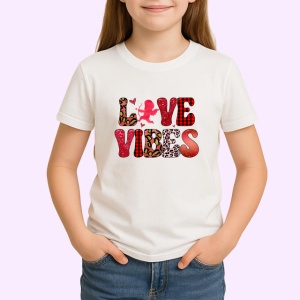 Tricou Love Vibes Text Carouri Rosu Gri V2, din bumbac 100% , tricou alb pentru Copii | Dama | Barbat - Img 2