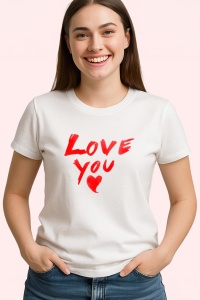 Tricou Love You, din bumbac 100%, tricou alb, Dama | Barbat - Img 2