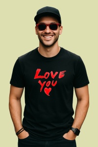 Tricou Love You, din bumbac 100%, tricou negru, Dama | Barbat - Img 2