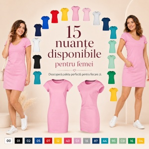 Tricou lung damă tip rochie Freedom 178, bumbac, croială lejeră, 180 g/m², XS–2XL, 15 culori - Img 10
