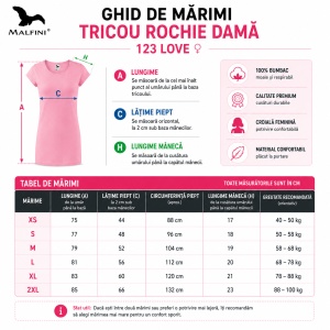 Tricou Lung Tip Rochie Damă Malfini Love 123, Roz, 95% Vâscoză, Croială Lejeră, Guler Tip Barcă, XS–2XL - Img 3