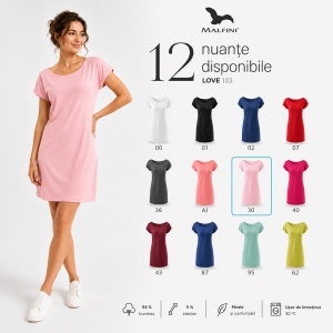 Tricou Lung Tip Rochie Damă Malfini Love 123, Roz, 95% Vâscoză, Croială Lejeră, Guler Tip Barcă, XS–2XL - Img 13