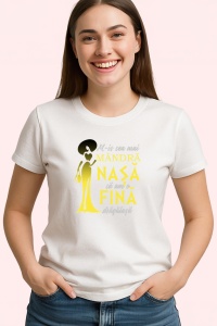 Tricou M-Is Cea Mai Mandra Nasa Ca Am O Fina Dragalasa, din bumbac 100%, tricou alb, Dama | Barbat - Img 2