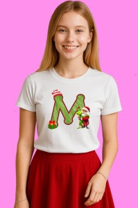 Tricou M Litere Craciun Cu Mos Si Grinch, din bumbac 100% Copii | Dama | Barbat