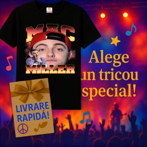 Tricou Mac Miller - Sapca rosie, fata frontala, muzica Nu Metal, Dama | Barbat | Copii, Culoare Negru - Img 7