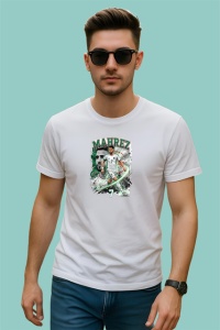 Tricou Mahrez Algeria Echipa Nationala Fotbal, din bumbac 100% , tricou alb pentru Copii | Dama | Barbat