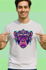 Tricou Maimuta decorata artistic in stil oriental Copii | Dama | Barbat - Img 2