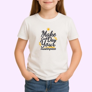 Tricou Make Each Day Your Masterpiece Text Elegant, din bumbac 100% , tricou alb pentru Copii | Dama | Barbat - Img 2