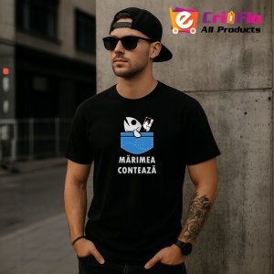 Tricou Marimea Conteaza Buzunar, din bumbac 100%, tricou negru, Dama | Barbat - Img 4