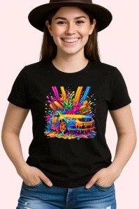 Tricou Masina sport acoperita cu vopsea graffiti Copii | Dama | Barbat, culoare negru - Img 3