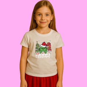 Tricou Merry Christmas Grinchy Santa Hat, din bumbac 100%, tricou alb, Copii | Dama | Barbat