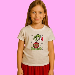 Tricou Merry Christmas Ornaments Grinch Hand For Cricut, din bumbac 100%, tricou alb, Copii | Dama | Barbat