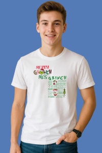 Tricou Merry Grinchmas Funny Christmas Grinch Digital, din bumbac 100%, tricou alb, Copii | Dama | Barbat - Img 2