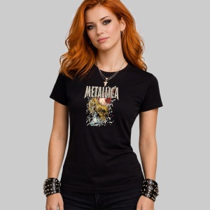 Tricou Metallica Craniu Explozie Culori, din bumbac 100%, tricou negru, Dama | Barbat - Img 2