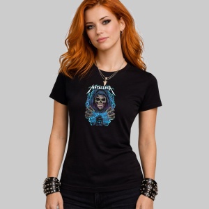 Tricou Metallica Demon Lightning, din bumbac 100%, tricou negru, Dama | Barbat