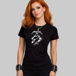 Tricou Metallica James Hetfield Chitara Stil Artistic, din bumbac 100%, tricou negru, Dama | Barbat - Img 2