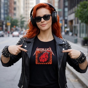 Tricou Metallica Pumn Rosu, din bumbac 100%, tricou negru, Dama | Barbat - Img 6