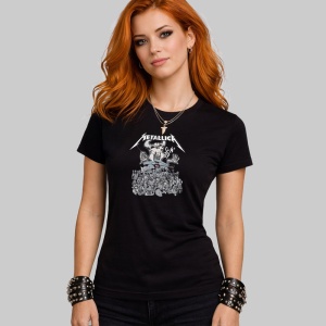 Tricou Metallica Schelet Multime, din bumbac 100%, tricou negru, Dama | Barbat