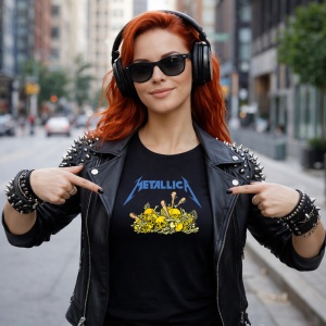 Tricou Metallica Schelete Galbene, din bumbac 100%, tricou negru, Dama | Barbat - Img 6