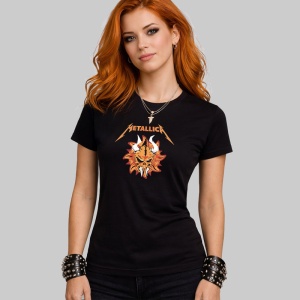 Tricou Metallica Soare Demon, din bumbac 100%, tricou negru, Dama | Barbat