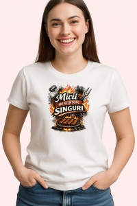 Tricou Micii Nu Se Intorc Singuri Gratar Amuzant V1, din bumbac 100% , tricou alb pentru Dama | Barbat - Img 2